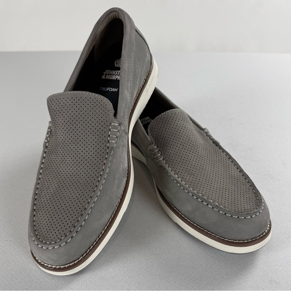 Johnston & Murphy Men\'s Upton Perforated Nubuck Venetian Loafers Size 11 NWT